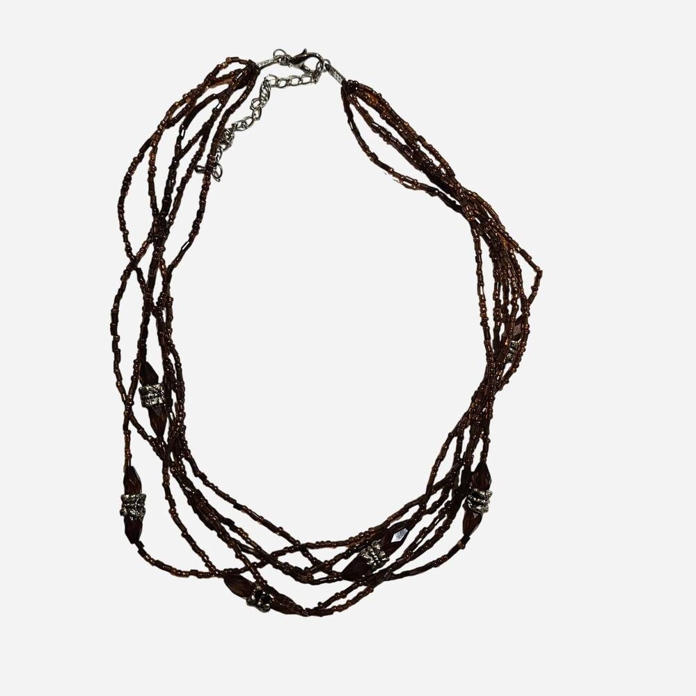 y2k fairy grunge brown beaded multistrand necklace